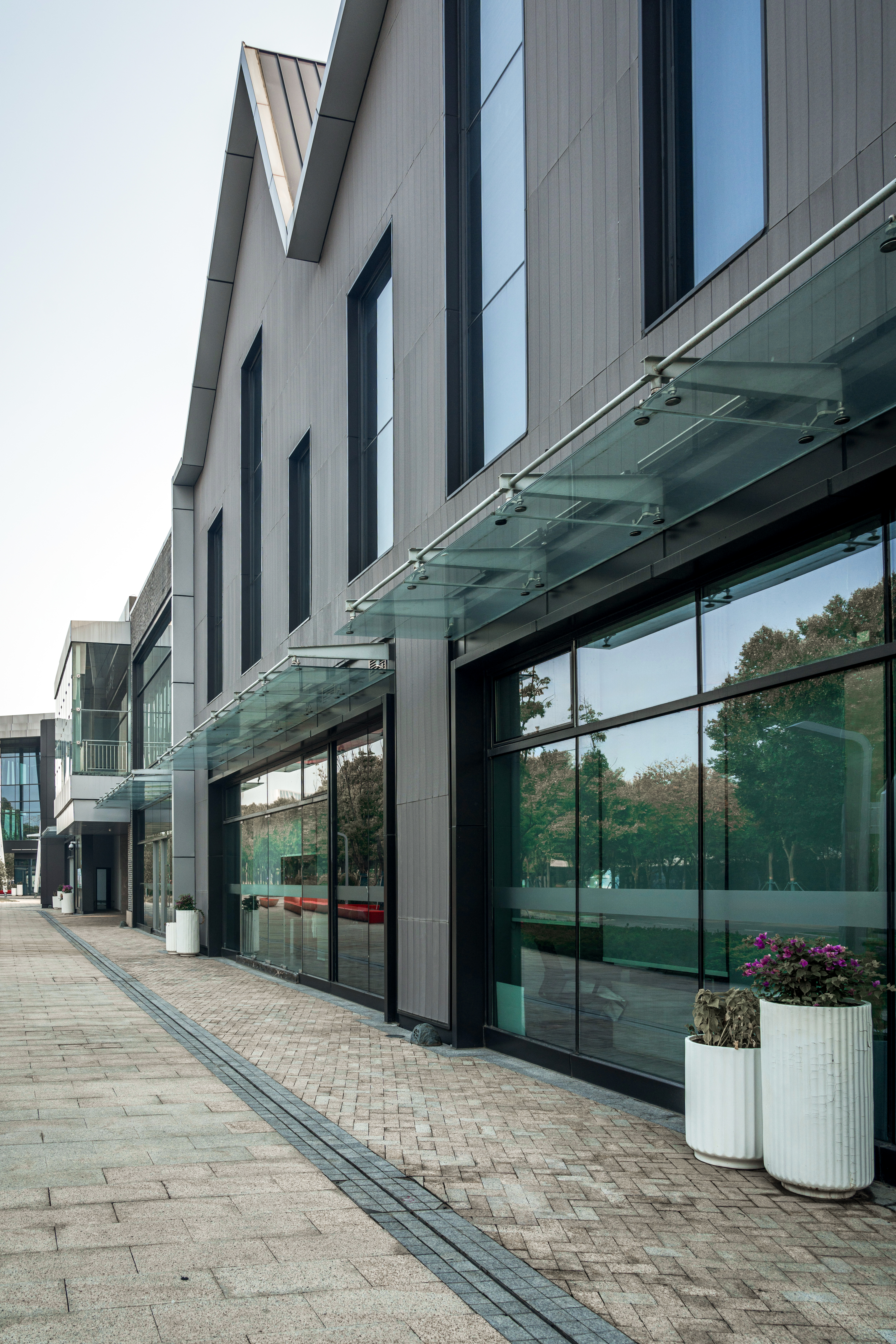 Glazed facade with architectural film applied