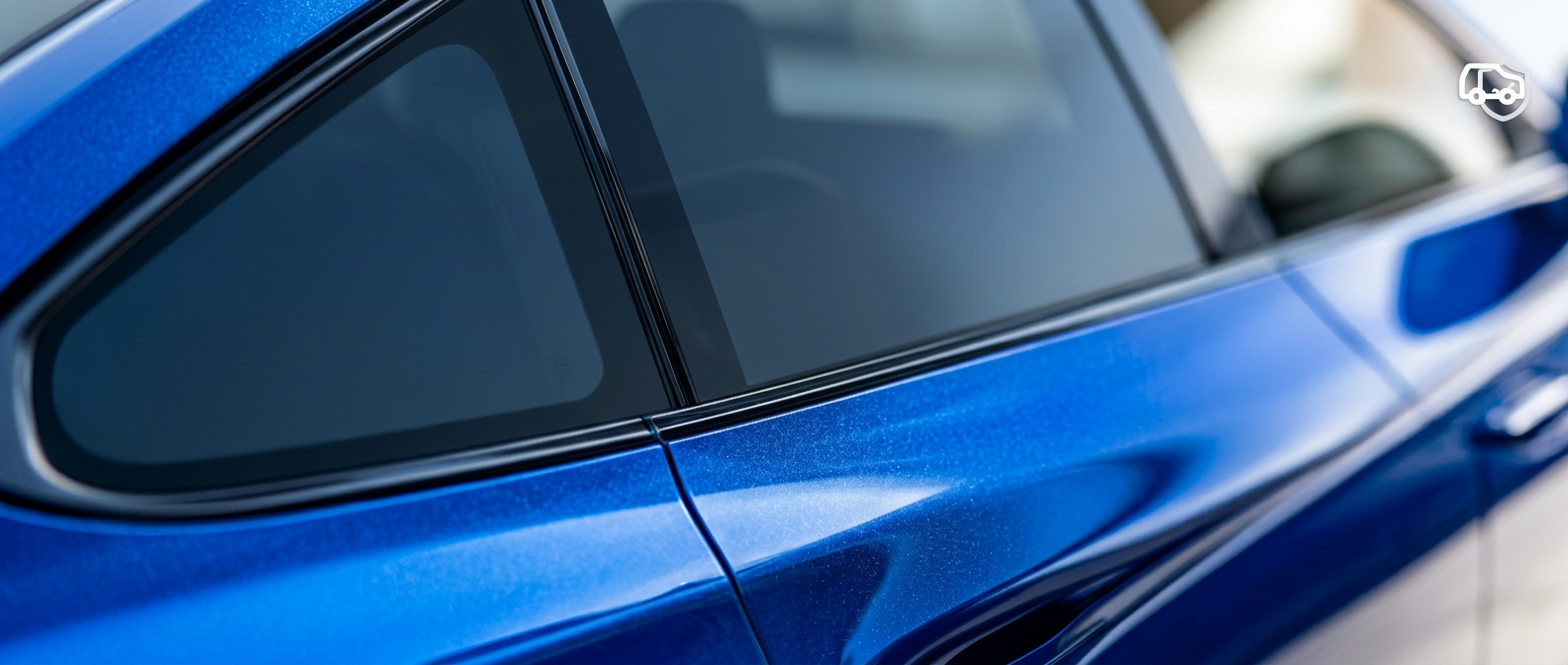 Vehicle in showroom with automotive film application